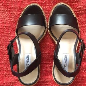 Steve Madden Black Leather Stack Heels